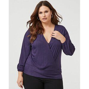 Women Le Chateau Knit Wrap-Like Top Size 1X